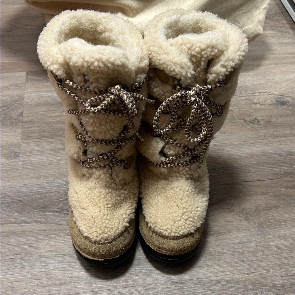 Bogner Cream and Brown Winter Boots